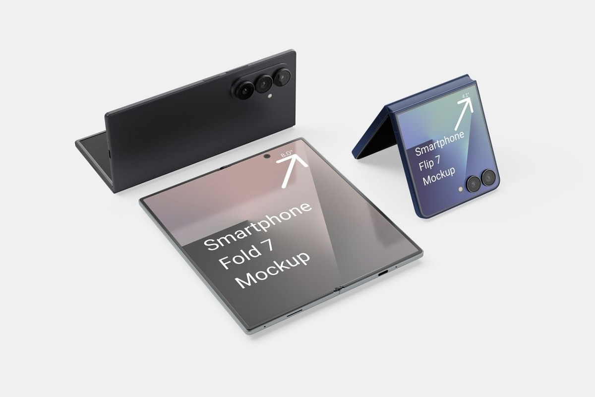 Smartphone Z Fold & Flip 7 Mockup, an Android Mockup by DSNA Mockup (Photo 2 of 13)