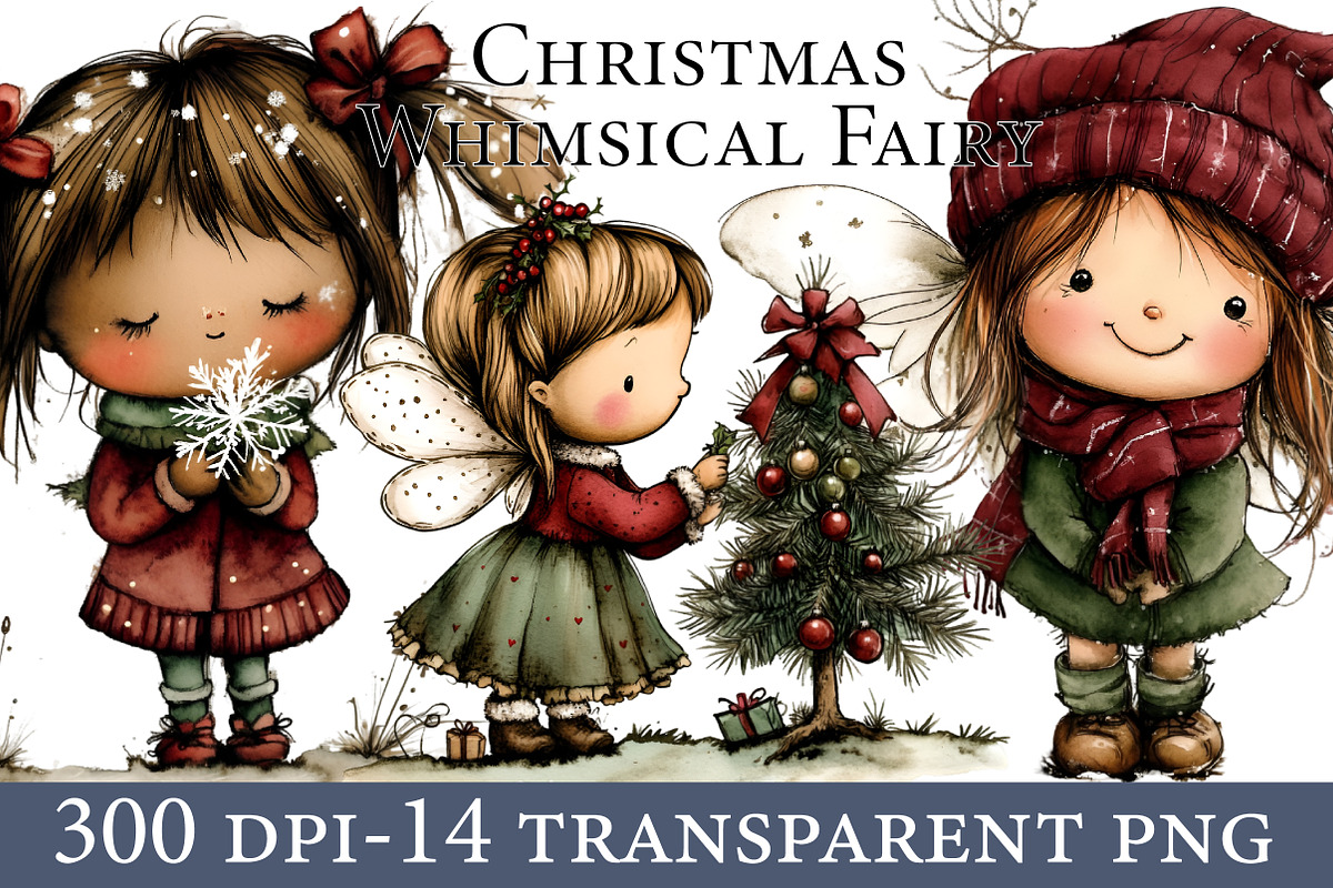 Christmas Whimsical Fairy Clipart, an Illustration by Designworld (Photo 1 of 6)