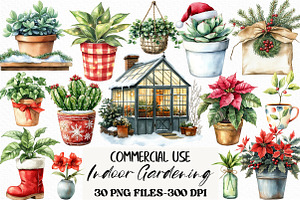Christmas Indoor Gardening Clipart, an Illustration by Craft Nest
