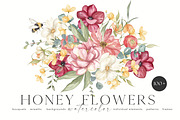 HONEY FLOWERS. watercolor collection, a Decorative Illustration by Ooh Lily (Thumbnail 1 of 15)