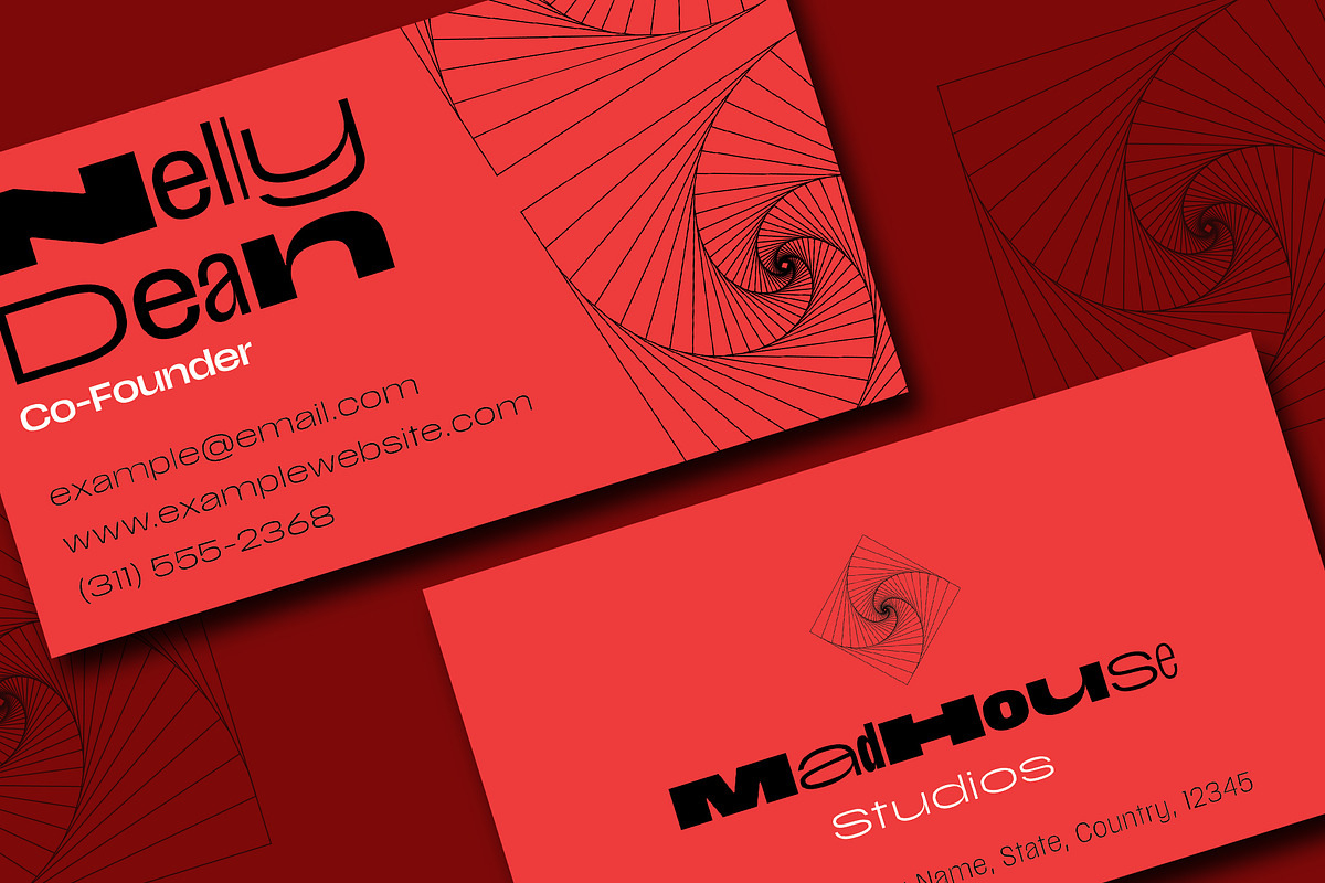 Red Geometric Business Card, a Business Card Template by wavebreak