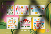 30 Floral Self-Love Quotes SVG & EPS, a Decorative Illustration by Millusti (Thumbnail 5 of 9)