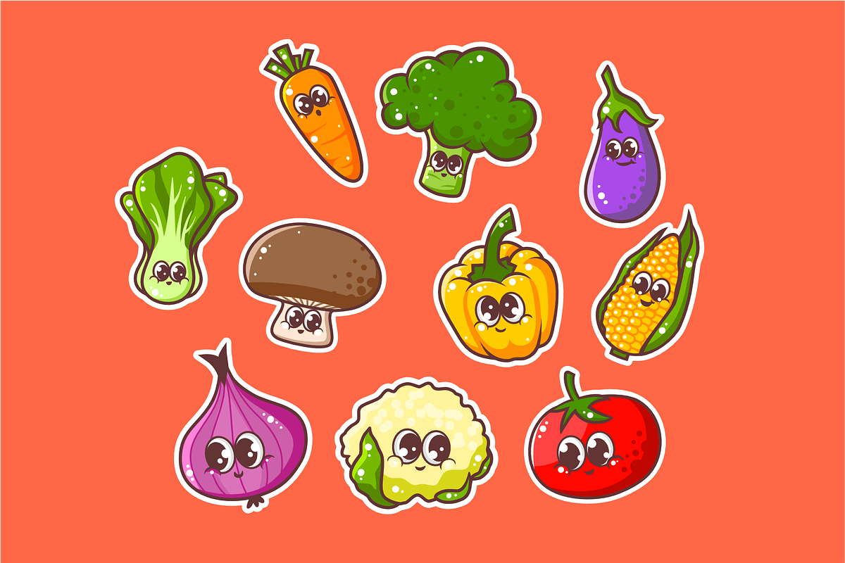 Cute Veggie - Character Set, a Food Illustration by Cruizy & Co (Photo 2 of 5)