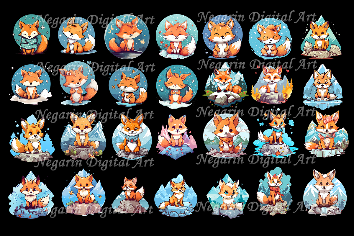 Watercolor Cute Fox Clipart, an Object Graphic by Negarin Digital Art (Photo 4 of 11)