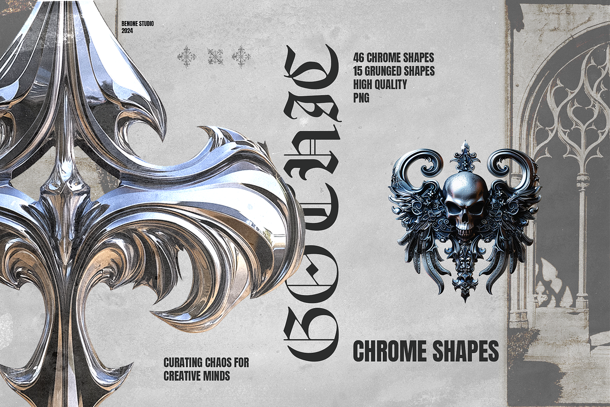 Gothic Chrome Shapes, an Object Graphic by BeNone Designs (Photo 1 of 4)