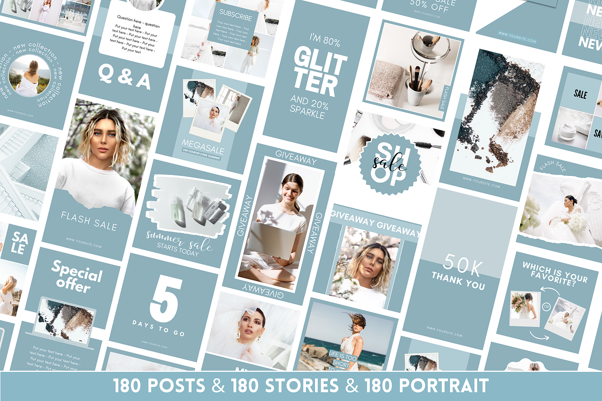 Blue Instagram Templates Bundle, a Social Media Template by SunshineStudioBoutique (Photo 5 of 10)