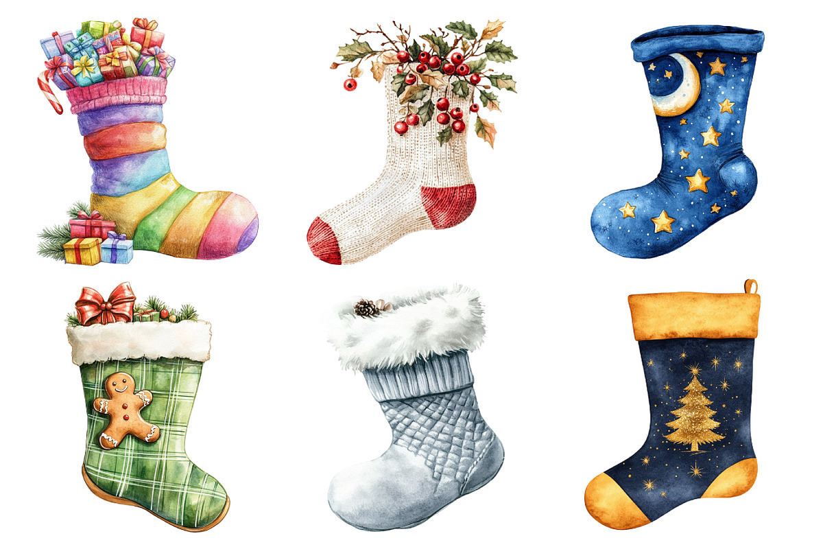 Christmas Socks Sublimation Clipart, an Illustration by Daily.Designs (Photo 3 of 5)