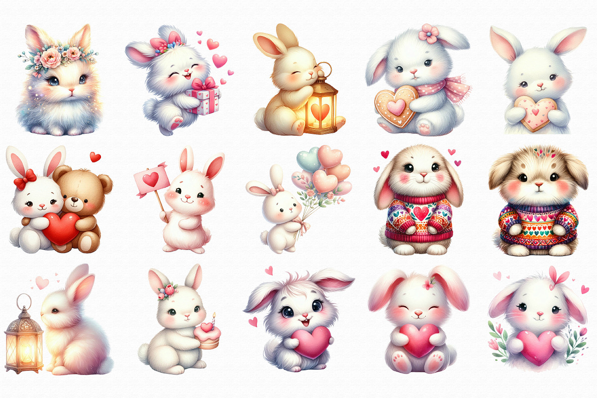 Whimsical Valentine Bunny Love Clipa, an Illustration by Libby Wishes (Photo 2 of 6)