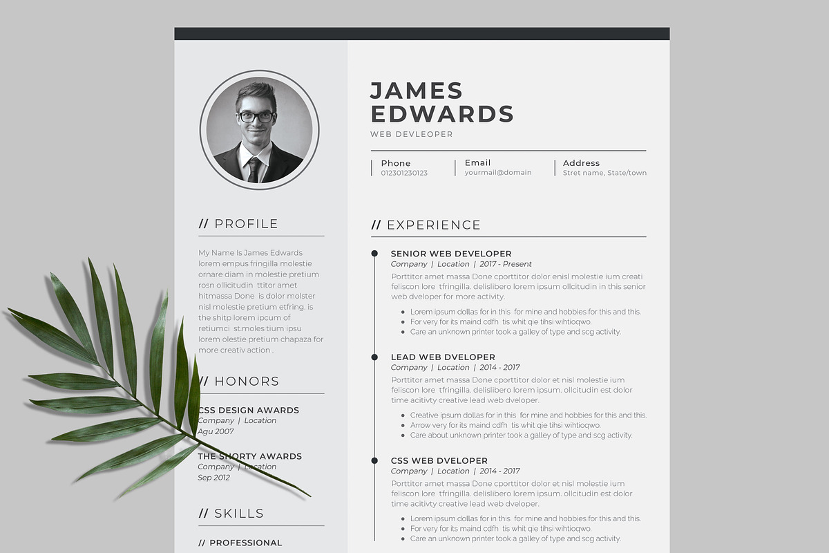 Resume Template / CV, a Resume Template by UX-group (Photo 1 of 5)