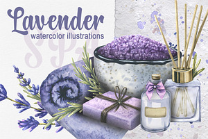Lavender Spa Watercolor Set, an Illustration by NATASHA CHU