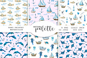 Watercolor Nautical Marine Patterns, a Pattern Graphic by PatternPalette (Thumbnail 1 of 12)