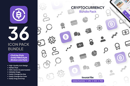 Cryptocurrency Bundle Icon Set