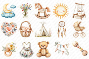 Neutral Boho Baby Shower Doodle png, an Illustration by Watercolor design (Thumbnail 2 of 12)