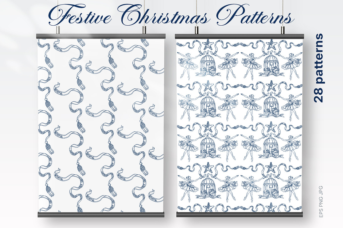 Festive Christmas patterns, a Decorative Illustration by LanaDzi (Photo 11 of 25)