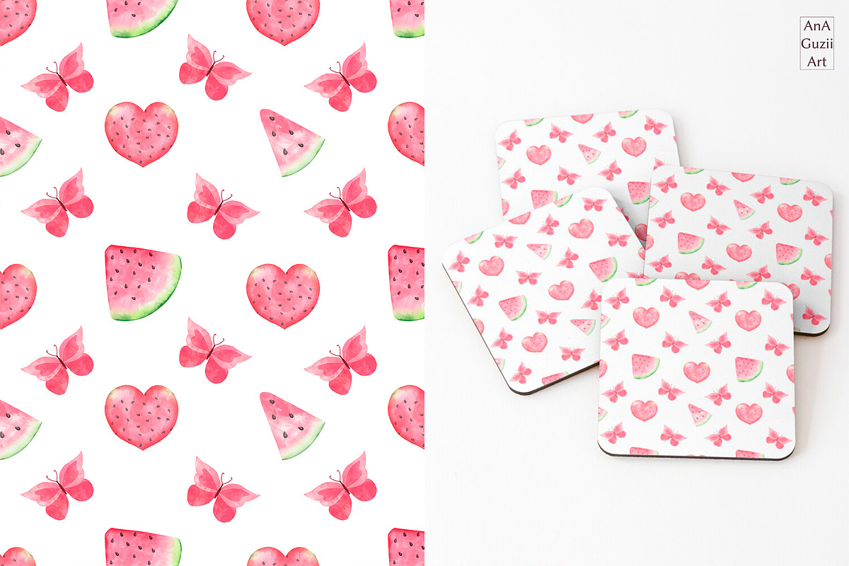 Watermelon watercolor clipart., an Illustration by AnaGuziiArt (Photo 8 of 14)