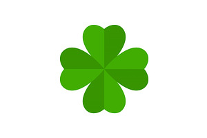 Flat Shamrock Icon. Clover Four