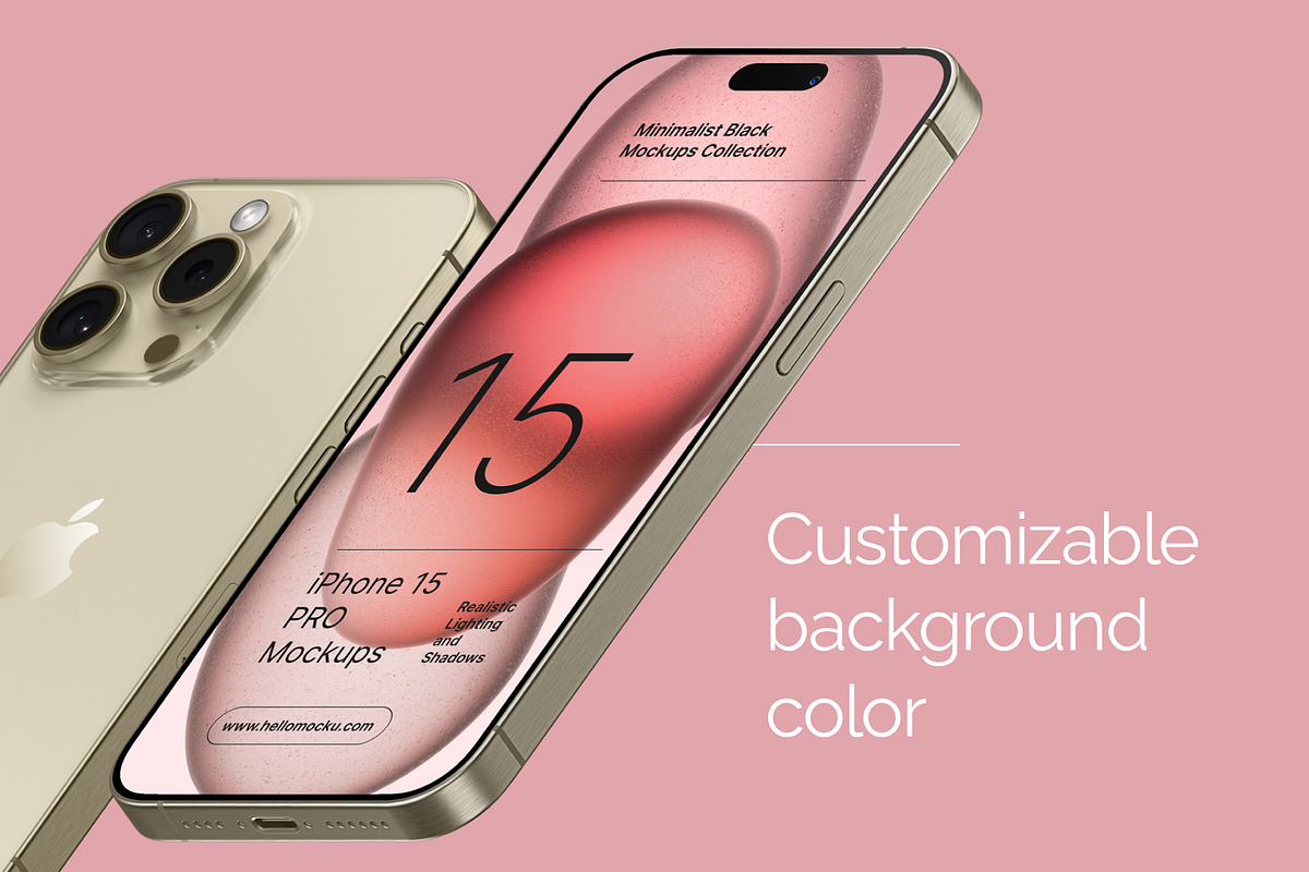 iPhone PRO 15 Mockup Collection, an iPhone Mockup by Mocku (Photo 6 of 14)