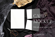 Halloween Card Mockup5x7 5x3.5 3fall, an Advertising Mockup by PawMockups (Thumbnail 1 of 10)