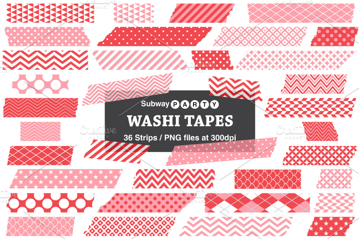 Pink & Red Washi Tape Strips, a Templates & Theme by SubwayParty