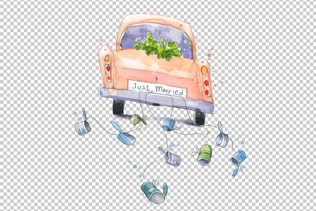 Just married car going on honeymoon, an Illustration by Kamenuka (Photo 2 of 2)