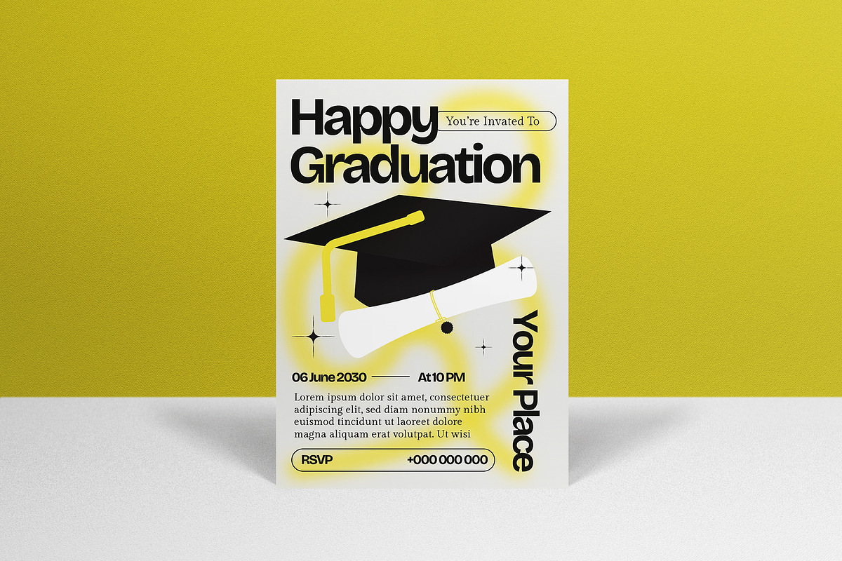 Green Grunge Graduation Invitation, an Invitation Template by graphicook (Photo 1 of 3)