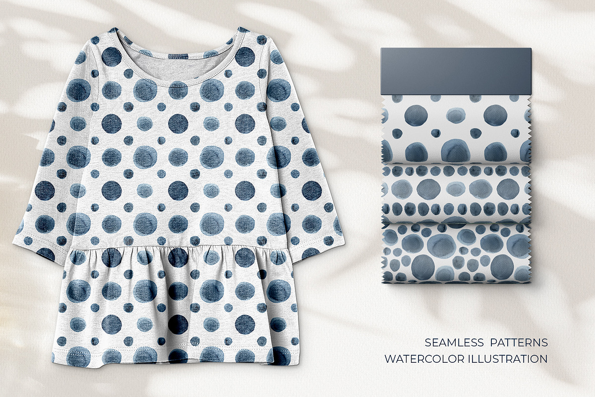 Indigo Watercolor Seamless Patterns, a Texture Illustration by YarovaArt (Photo 10 of 18)