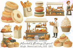 Market & Bakery Clipart Bundle, an Illustration by Sublimation Artist