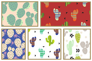 Cacti Seamless Patterns