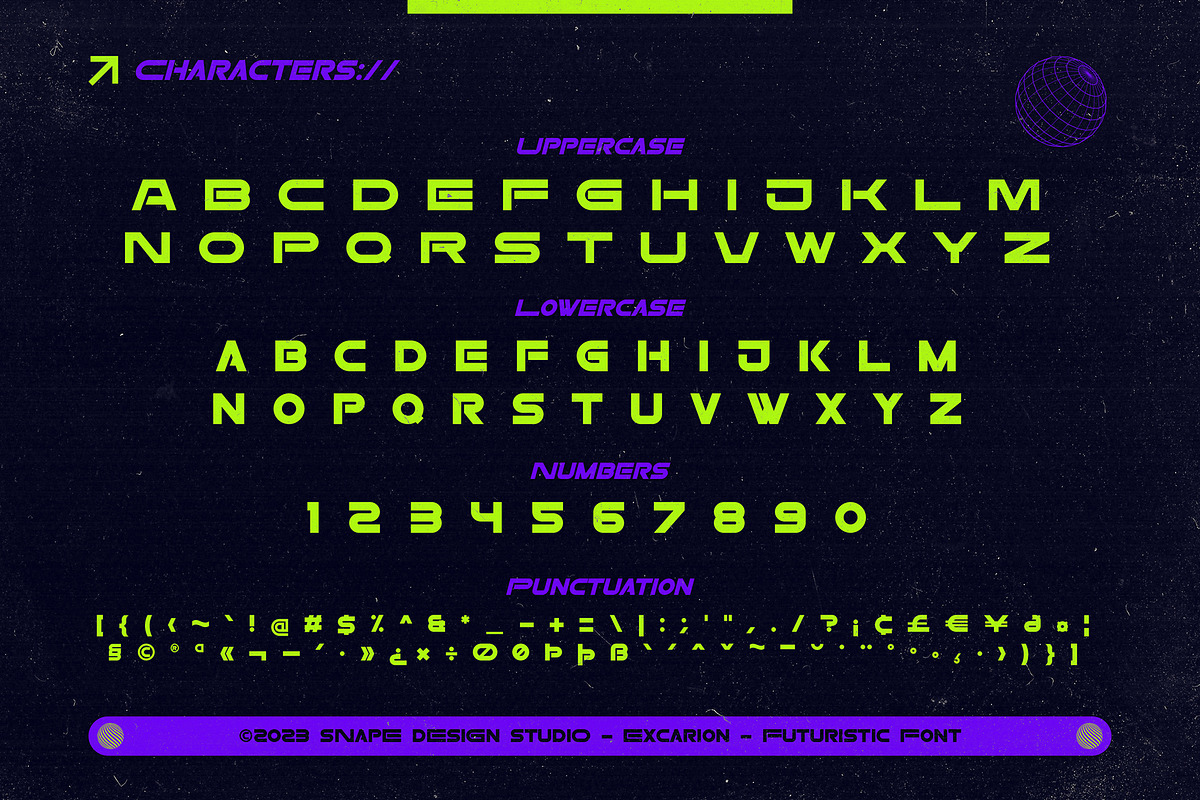 Excarion - Futuristic Font, a Sans Serif Font by Snape Design Studio (Photo 2 of 5)