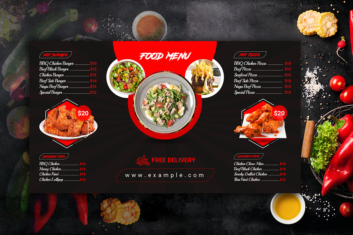 Digital Food Menu Design Template, a Stationery Template by MRI STUDIO