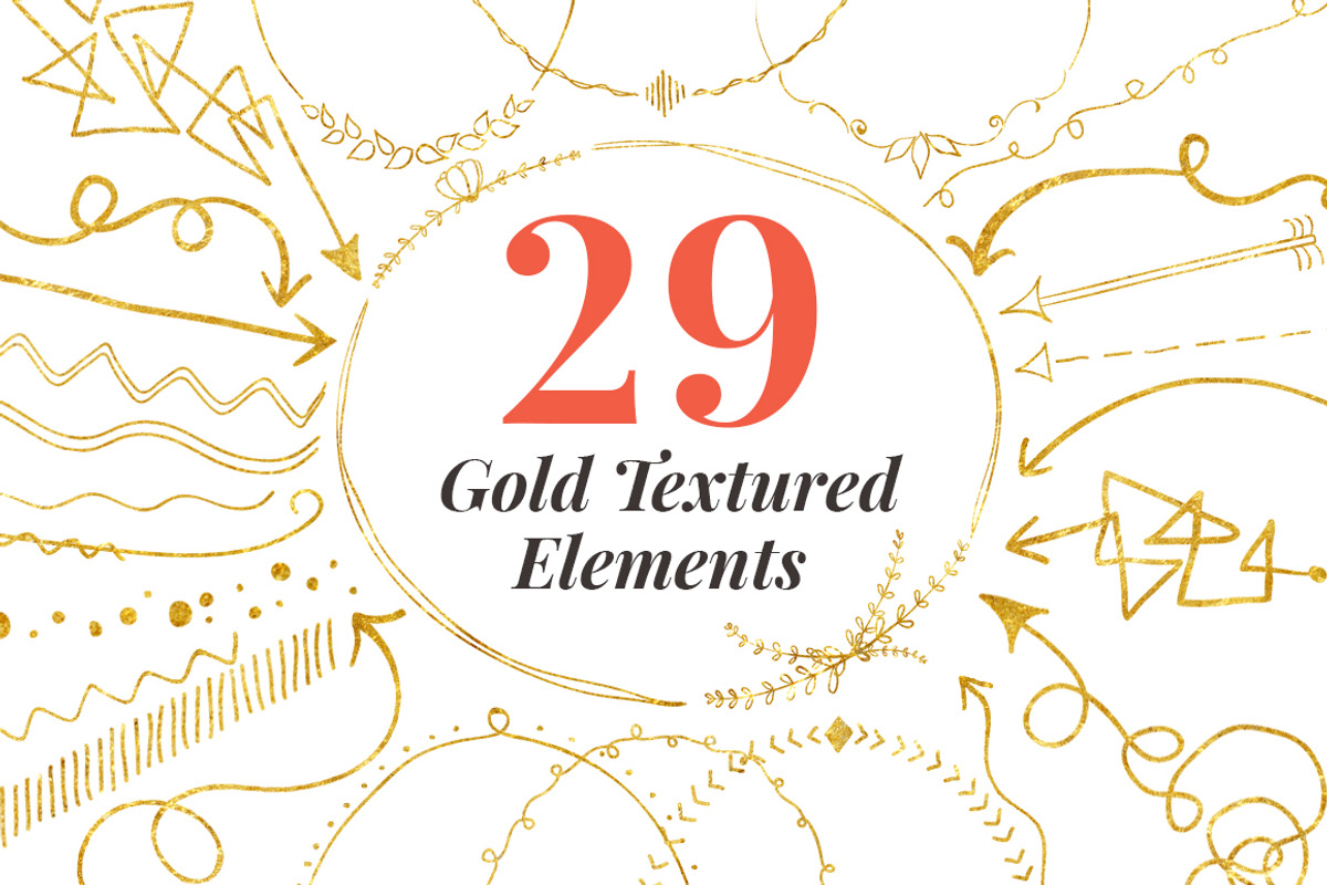 29 Gold Textured Elements