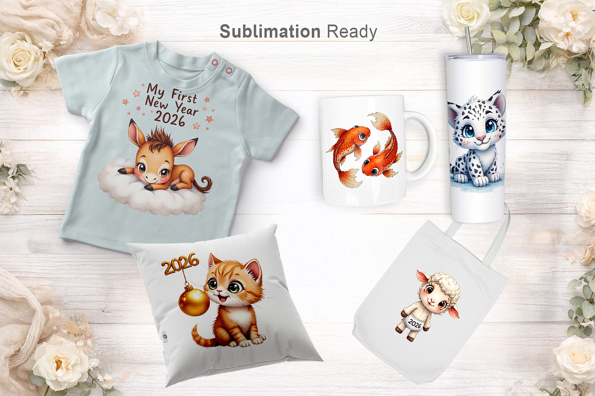 New Year Cute Animal Clipart, an Animal Illustration by Artnoy (Photo 7 of 8)
