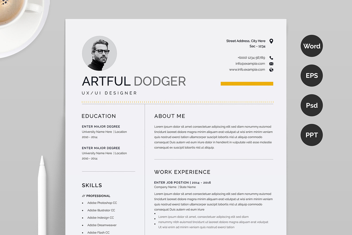 Professional Word Resume CV, a Resume Template by Aspect_Studio (Photo 1 of 4)