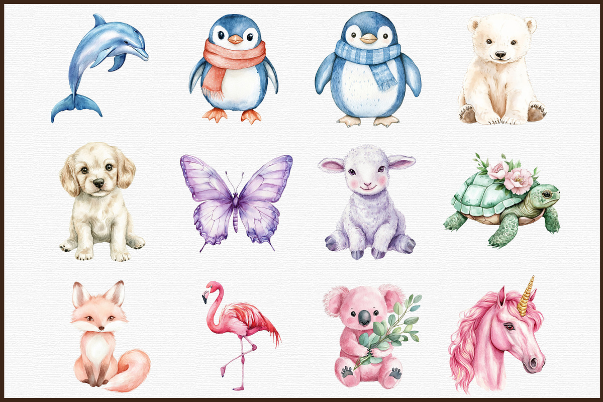 Whimsical Clipart Pastel Animals Set, an Illustration by Sublimation Artist (Photo 3 of 6)