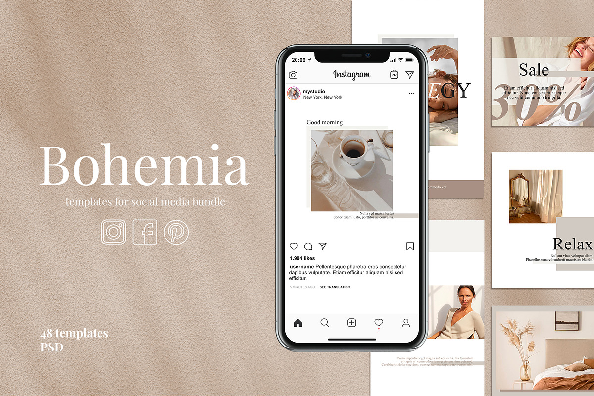 Templates for social media | BOHEMIA, a Social Media Template by Olg Store (Photo 1 of 7)