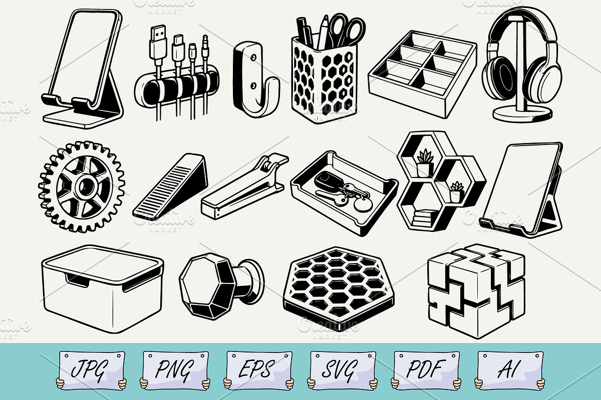 3D Printed Products Doodle SVG, an Object Illustration by Ghagra (Photo 1 of 3)