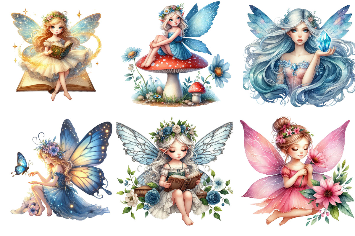 Watercolor Fairy Clipart, an Illustration by DreamArtGraphic (Photo 3 of 5)