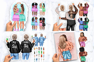 Girlfriends Cliparts, Bundle Clipart