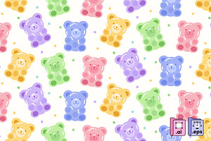 Flat Pastel Bear Pattern, a Pattern Graphic by MISS CHATZ