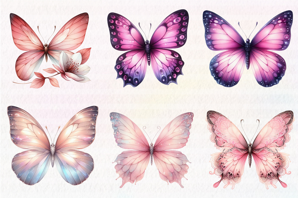 Pink Butterfly Clipart, an Illustration by CreationArt (Photo 5 of 5)