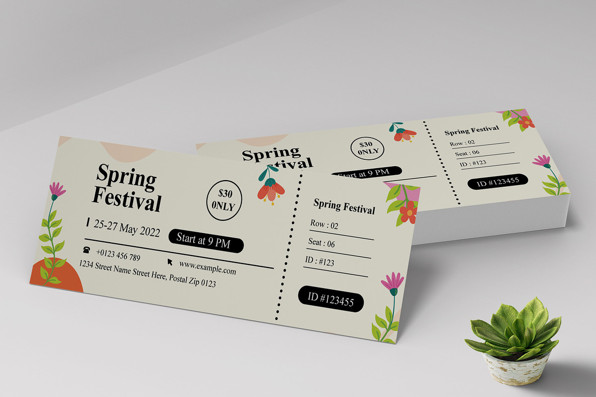 Spring Festival Ticket Design, a Stationery Template by MightyDesign (Photo 1 of 7)