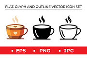 Coffee Cup Icon Set - 3 Styles, an Outline Icon by Artonix (Thumbnail 1 of 2)