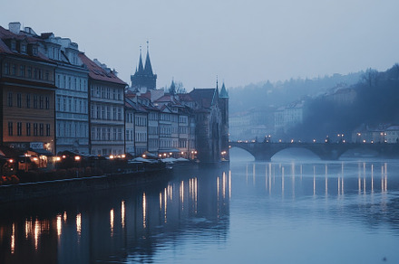 Timelapse view of Vltava River at du, a Photo by Iftikhar Alam