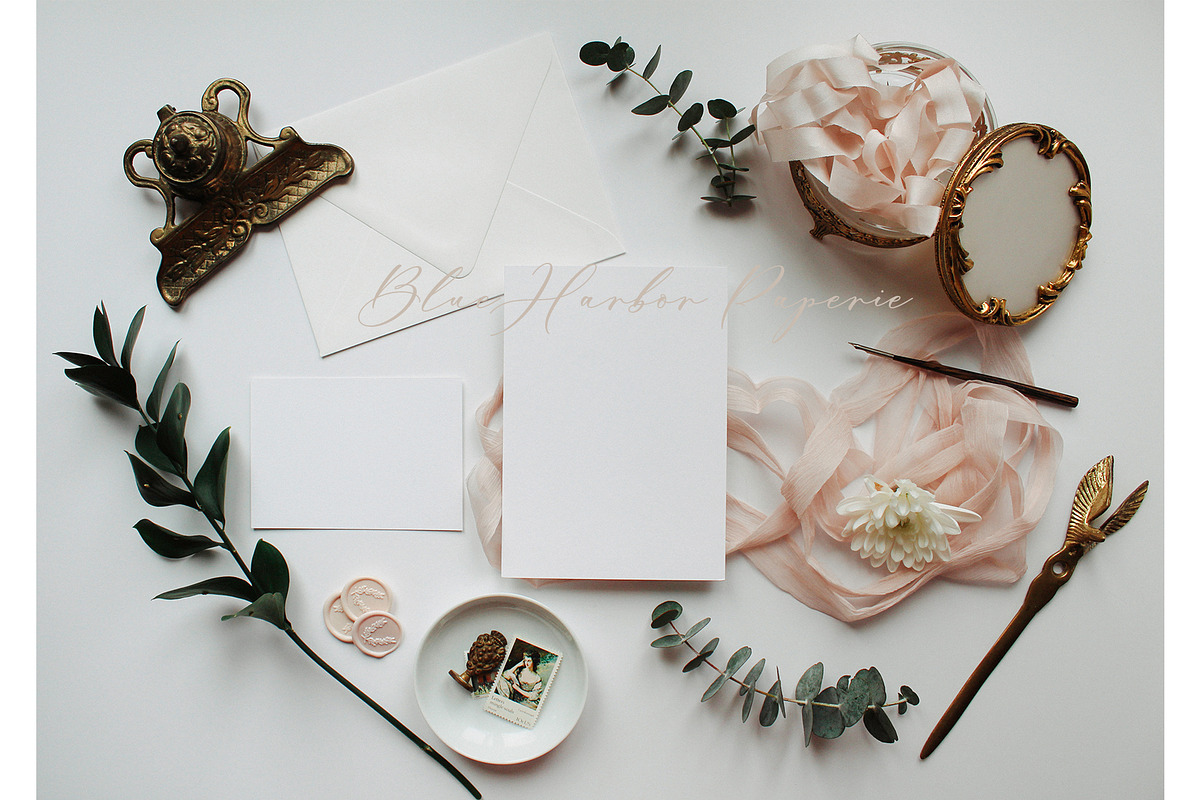 Blush Invitation Styled Photo, a Photo by BlueHarborPaperie (Photo 2 of 3)