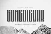 Gomedievar - Tall Font, a Sans Serif Font by QR Design Studio (Thumbnail 1 of 9)
