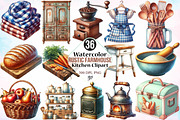 Watercolor Rustic Farmhouse Kitchen, an Illustration by Canvas Craft (Thumbnail 1 of 3)
