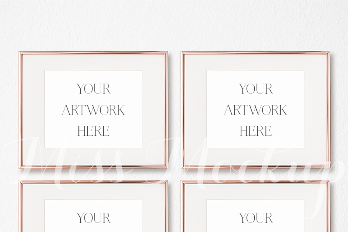 Set Of 4 Rose Gold Frames Mockup, a Print Template by Miss Mockup