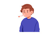 Sick kid boy with cold or flu set, a Person Illustration by Good Studio (Thumbnail 2 of 13)