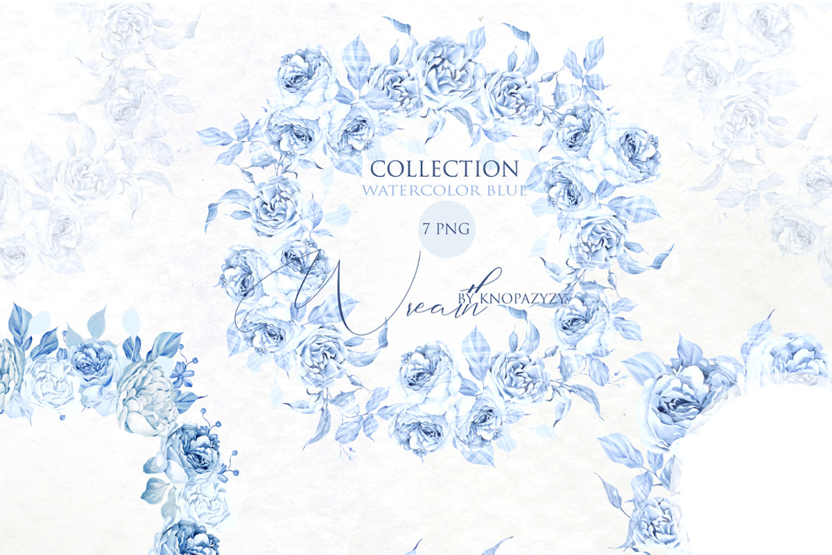 Watercolor Blue Wedding Collection, an Object Graphic by Knopazyzy (Photo 8 of 9)