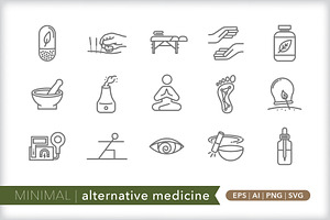 Minimal alternative medicine icons